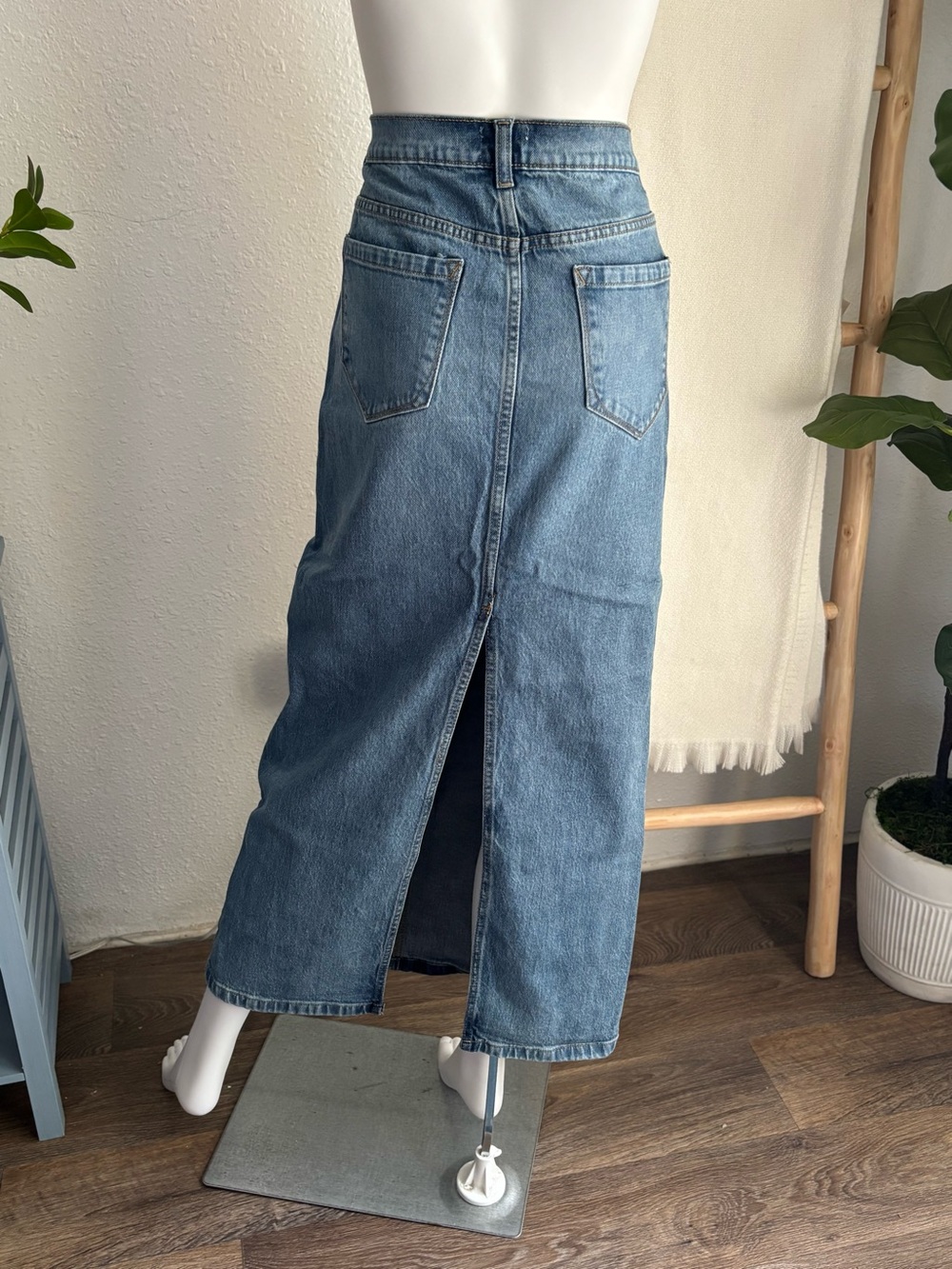 High-Rise Long Denim Skirt - Classic Blue - Picture 2 of 5
